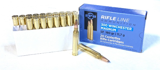 NIB 20rds. of .300 WIN. MAG. - PPU 150gr. SP Brass Ammunition