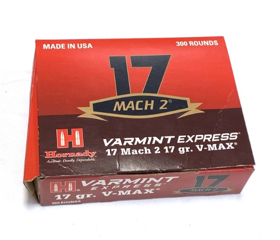 NIB 300rds. of 17 HM2 Mach 2 - Hornady Varmint Express 17gr. V-MAX Ammunition