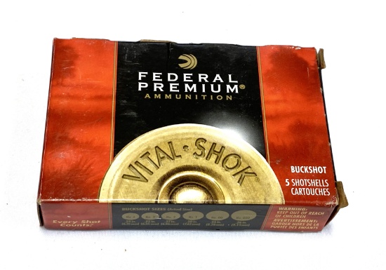 NIB 5 Shothells of 12 GA. 3" Buckshot - Federal Premium Magnum 00 Buck Ammunition