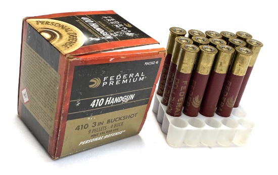 NIB 14 Shotshells of .410 GA. Defense Ammunition - Federal Premium 3" Buckshot 4 Buck