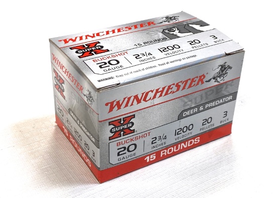 NIB 20 Shotshells of 20 GA. 2-3/4" 3 Buckshot Winchester Super X Ammunition