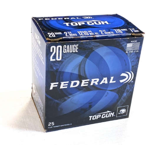 NIB 25 Shotshells of 20 GA. 2-3/4" Top Gun 7.5 Shot Federal Ammunition