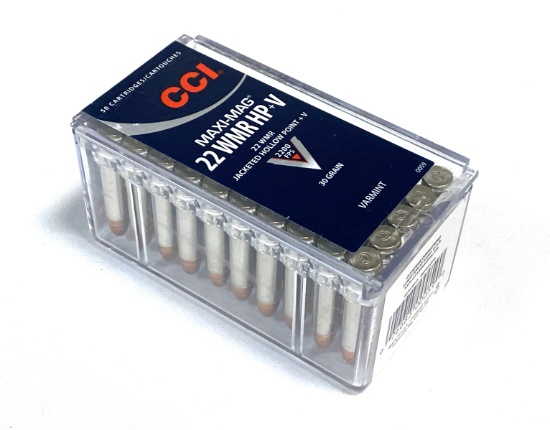 NIB 50rds. Of 22 WMR HP+V 30gr. JHP +V CCI Maxi-Mag Ammunition