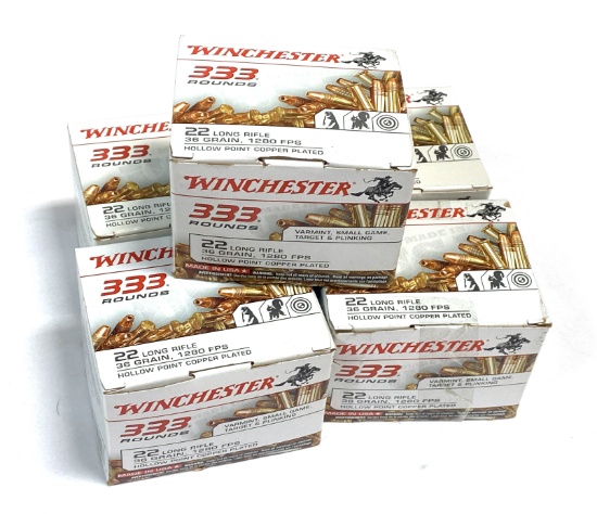 NIB 1,665rds. of .22 LR Winchester 36gr. Copper Plated HP Ammunition
