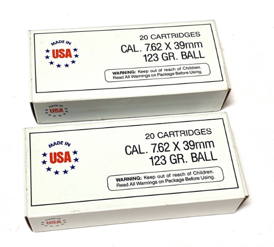NIB 40rds. of USA 7.62x39mm 123gr. BALL Ammunition