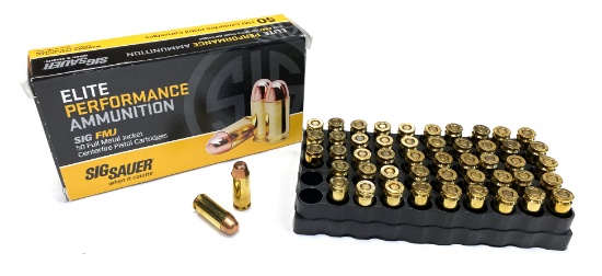 NIB 50rds. of 10MM AUTO - Sig Sauer 180gr. FMJ Brass Ammunition
