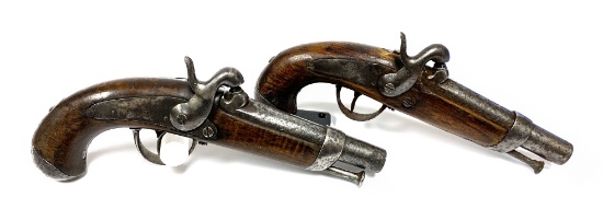 Rare! Matching Pair of French 1842 Gendarmerie St. Etienne Percussion Pistols