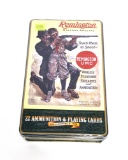 New Sealed Vintage Remington 22 Ammuntion & Playing Cards Collectible Tin Gallery Special