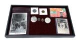 German Nazi Grouping - Pins, Stamps, Coins, Photo and Postcard