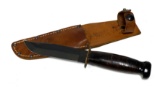 US WWII Navy USN Mark 1 Fighting Knife by CAMILLUS with Leather Scabbard