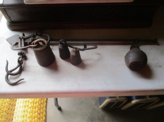 Antique Cast Metal Cotton Scale with Weights