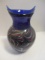 Blue Art Glass Vase With Multi-Colored Swirls & Controlled Bubbles