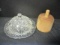 Glass Butter Dome And Wooden Clover Butter Mold