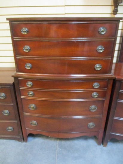 Vintage Dixie Mahogany 3 over 3 Bow Front Chest