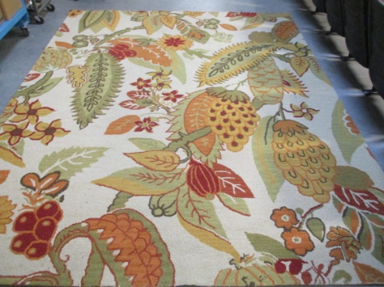 Pottery Barn 100% Wool Area Rug with Floral Design