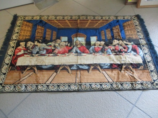Vintage "Last Supper" Velvet Tapestry Woven Wall Hanging