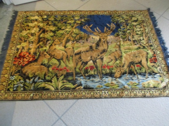 Vintage "Deer" Velvet Tapestry Woven Wall Hanging
