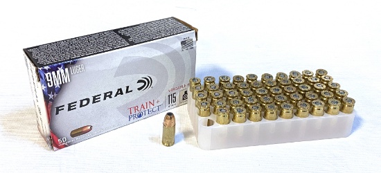 NIB 50rds. of 9MM LUGER Federal Train + Protect 115gr. Versatile HP Defense Ammunition