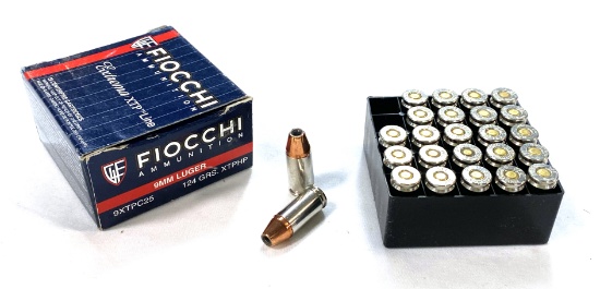 NIB 25rds. of 9MM LUGER Fiocchi 124gr. XTP-HP Personal Defense Ammunition