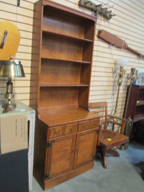 Ethan Allen 2-Piece Hutch With Louvered Door Base | Proxibid