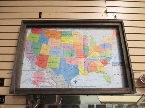Two Barnwood Frames And Superior Mapping Company US Map