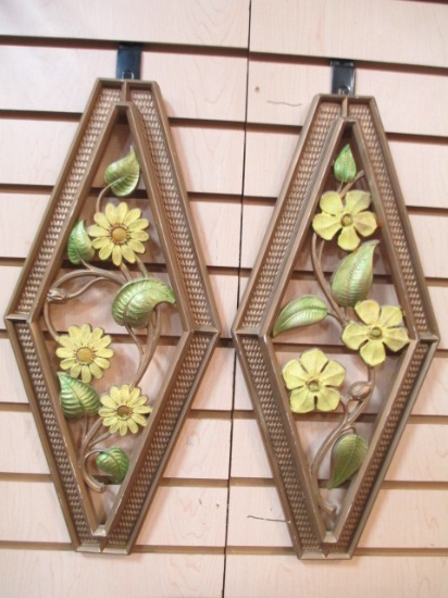 Pair Of Syroco, Inc. Floral Wall Hangings