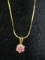 Goldtone Chain w/ Pink Pendant