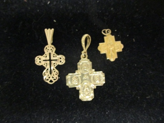 Lot of (3) 14k Gold Cross Pendants