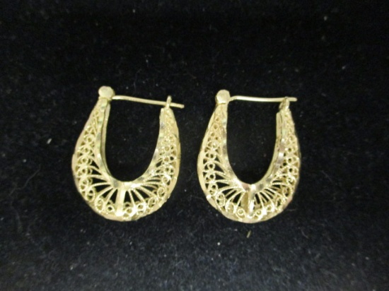 14k Gold Filagree Earrings