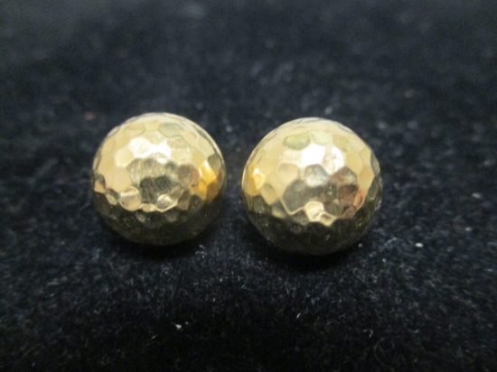 14k Gold Textured Ball Earrings