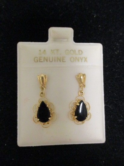 14k Gold Onyx Earrings