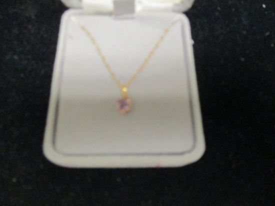14k Gold Amethyst Heart Baby Necklace