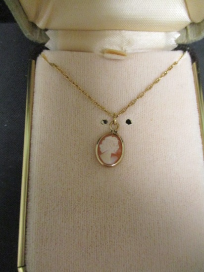 14k Gold Overlay Cameo Necklace