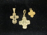 Lot of (3) 14k Gold Cross Pendants