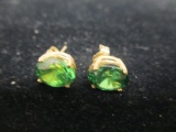 14k Gold Emerald Look Earrings