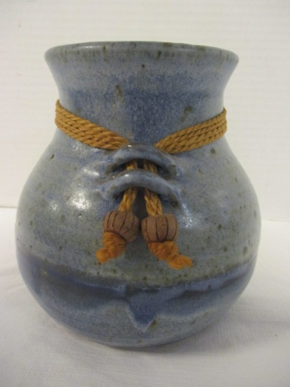 Signed Jack Middour Pottery Vase/Jug with Bead Accents