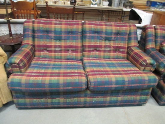 2 Cushion Loveseat With Semi-Attached Button-Tufted Back