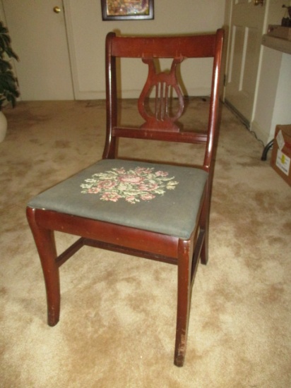 Harp Back Chair with Floral Seat