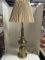 Heavy Brass Base Lamp With Pleated Shade