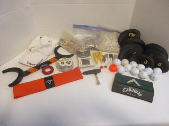 Callaway Swing Trainers and Balls, Iron Covers, Black Widow and Stinger Cleats, Tees etc.