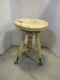 Antique Piano Stool with Claw and Glass Ball Feet