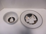 Two pc Chef Motif Plate and Bowl