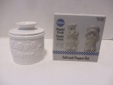 1997 L. Tremain Butter Bell and Pilsbury Poppin' Fresh Salt and Pepper Set in Box