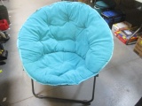 Saucer Chair with Cordaroy Covering and Folding Legs