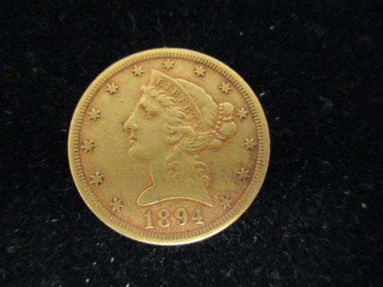 1894 Five Dollar Gold Half Eagle