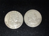 Lot of (2) Franklin Half Dollars- 1958D & 1952D