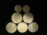 Lot of (5) Eisenhower Dollars and 2 1979 Susan B. Anthony Dollars