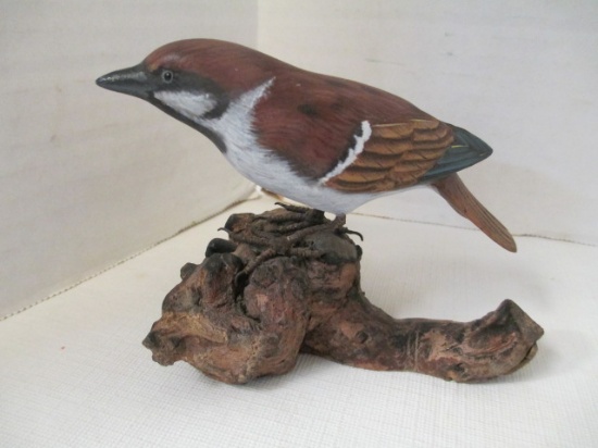 Hand-Carved And Painted House Sparrow