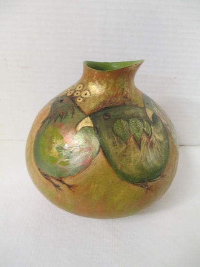 Painted Gourd With Bird Motif By Joyce Fox