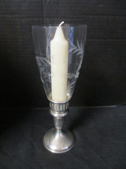Weighted STERLING Short Taper Holder With Eicher Glass Globe